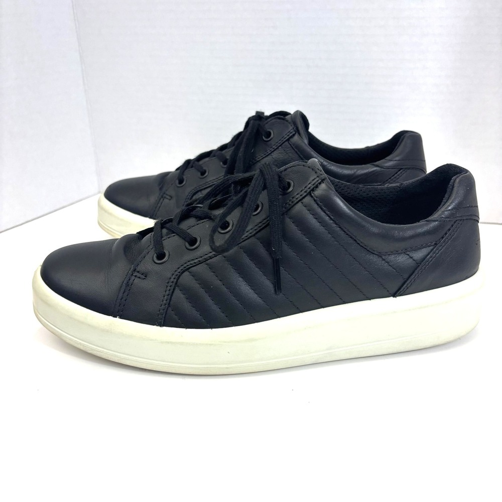 ECCO Leather Sneaker Shoes‎ Womens 9.5 / 40 Black Comfort Casual Walking Lace Up